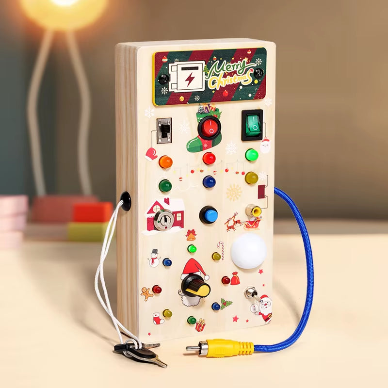 Kids Early Education Toys Electronic Led Light Baby Wooden Sensory Busy Board Montessori for Toddler Christmas Gifts