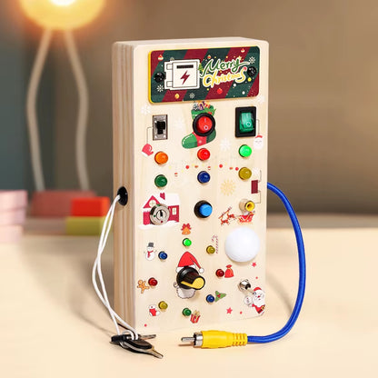 Kids Early Education Toys Electronic Led Light Baby Wooden Sensory Busy Board Montessori for Toddler Christmas Gifts