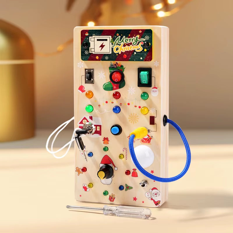 Kids Early Education Toys Electronic Led Light Baby Wooden Sensory Busy Board Montessori for Toddler Christmas Gifts