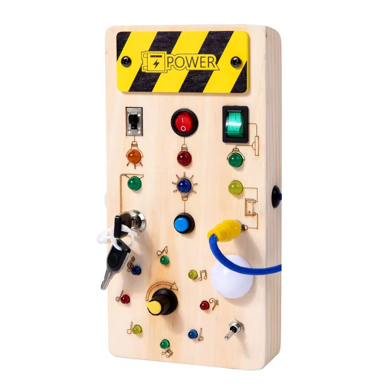 Kids Early Education Toys Electronic Led Light Baby Wooden Sensory Busy Board Montessori for Toddler Christmas Gifts